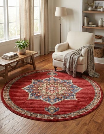 Burgundy Arcadia Round Rug