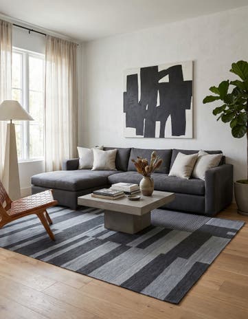 5' 2 x 6' 4 Hand Woven Kilim Modern Wool Square Rug