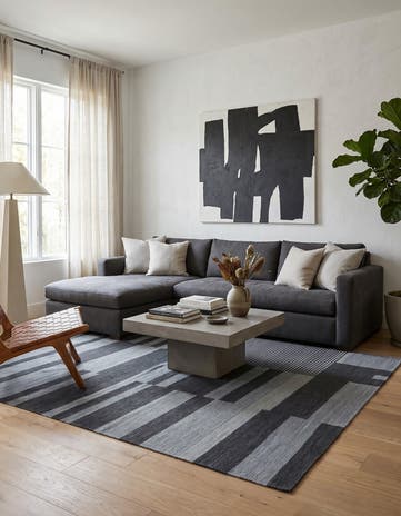 5' 2 x 6' 4 Hand Woven Kilim Modern Wool Square Rug
