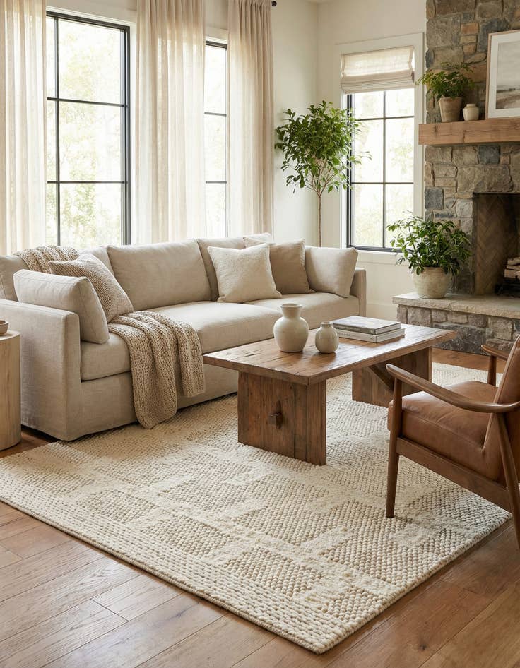 Detail image of 5' 1 x 8' Hand Woven Lana New Zealand Wool Rug