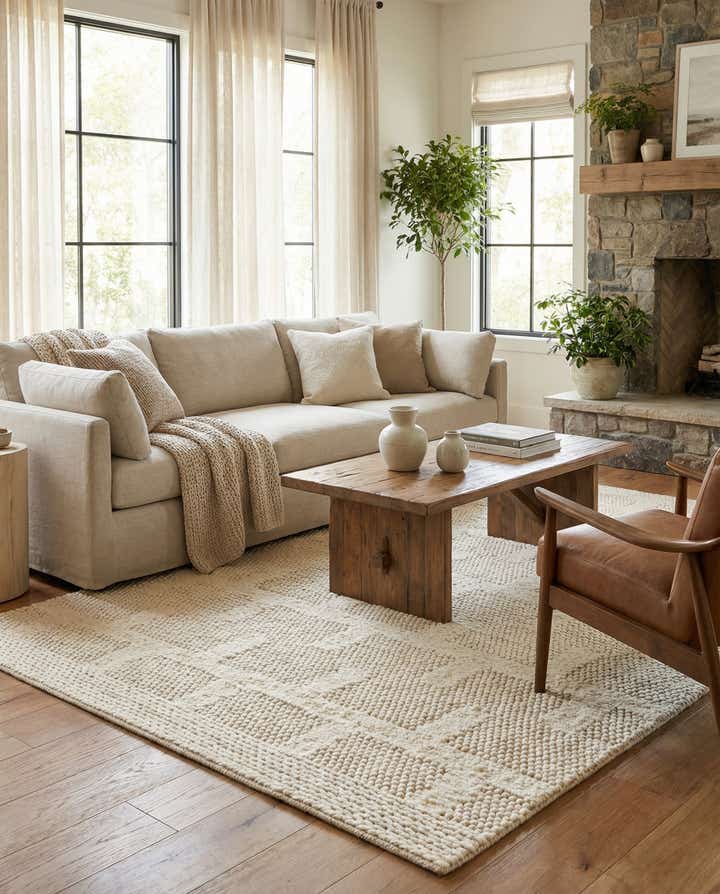 5' 1 x 8' Hand Woven Lana New Zealand Wool Rug