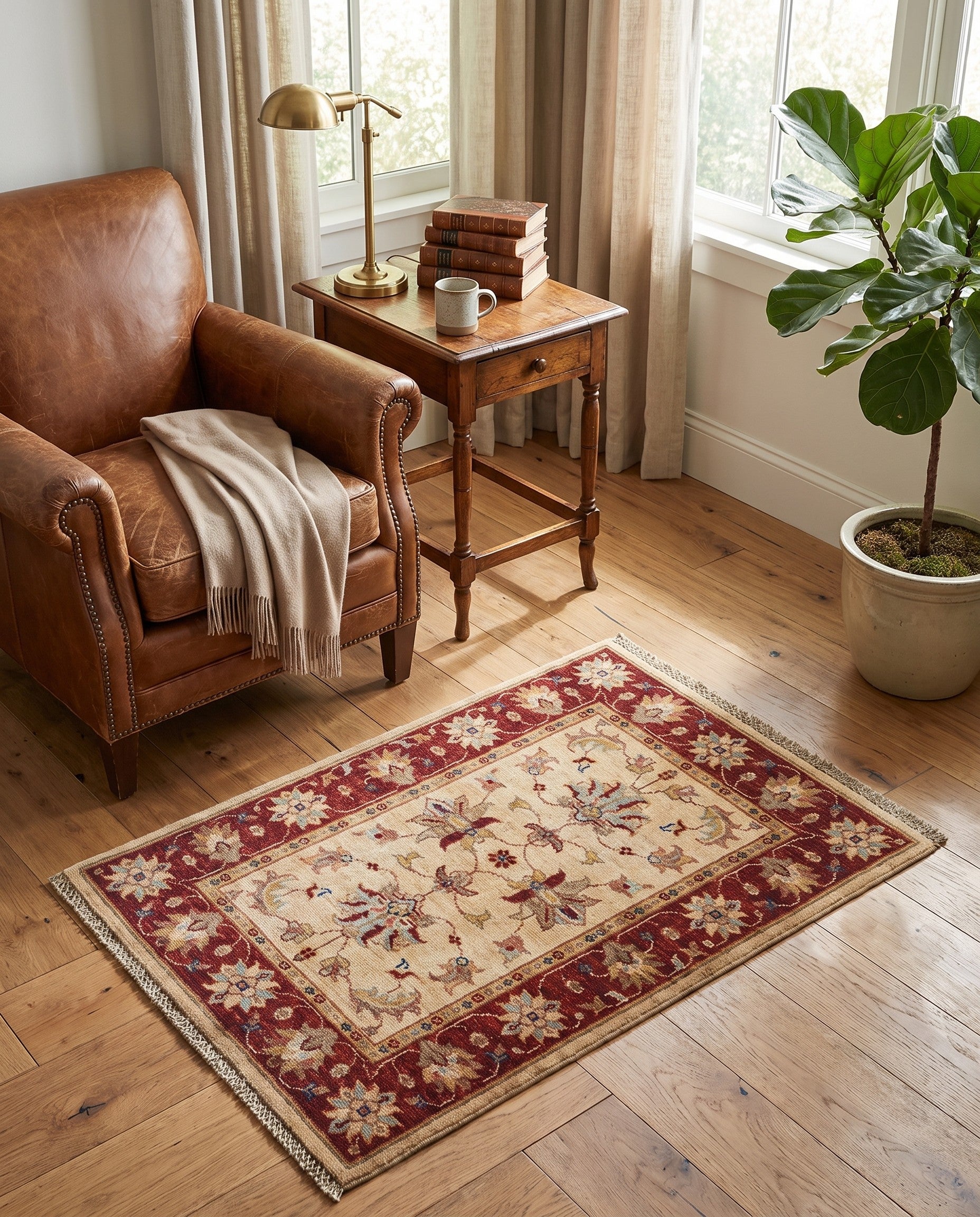 2' x 3' Hand Knotted Ziegler Rug