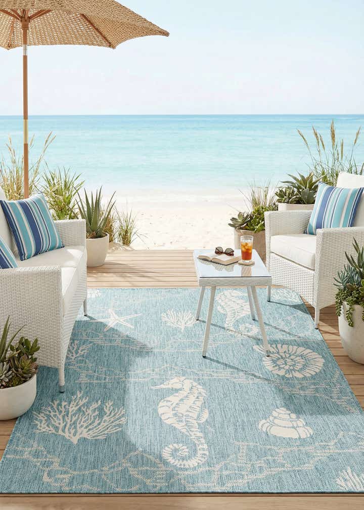 5' 3 x 8' Easy-Clean Coastal Indoor / Outdoor Rug