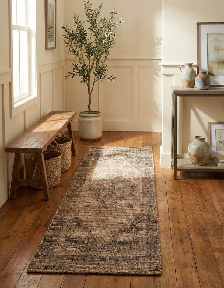 Detail image of 2' 2 x 8'  Hand Woven Chenille Jute Runner Rug