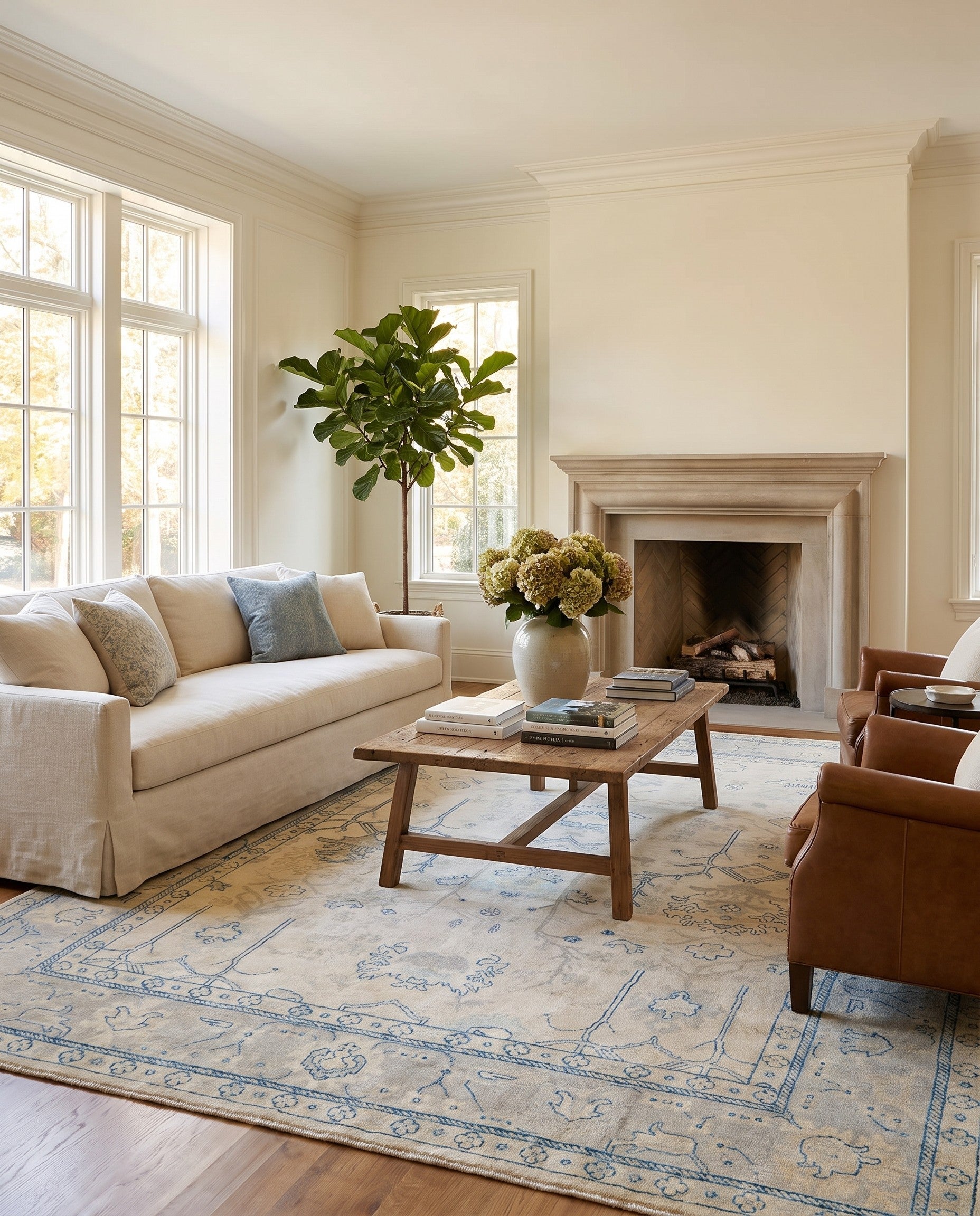 9' x 11' 9 Hand Knotted Oushak Wool Rug