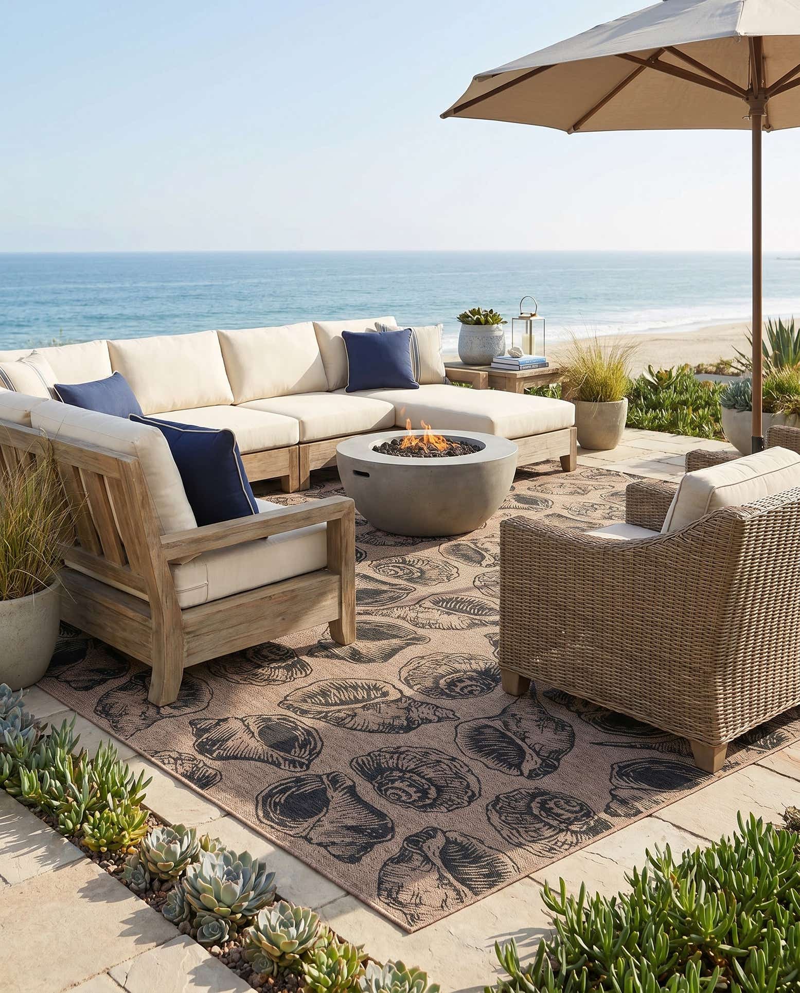 12' x 12' Easy-Clean Coastal Indoor / Outdoor Square Rug