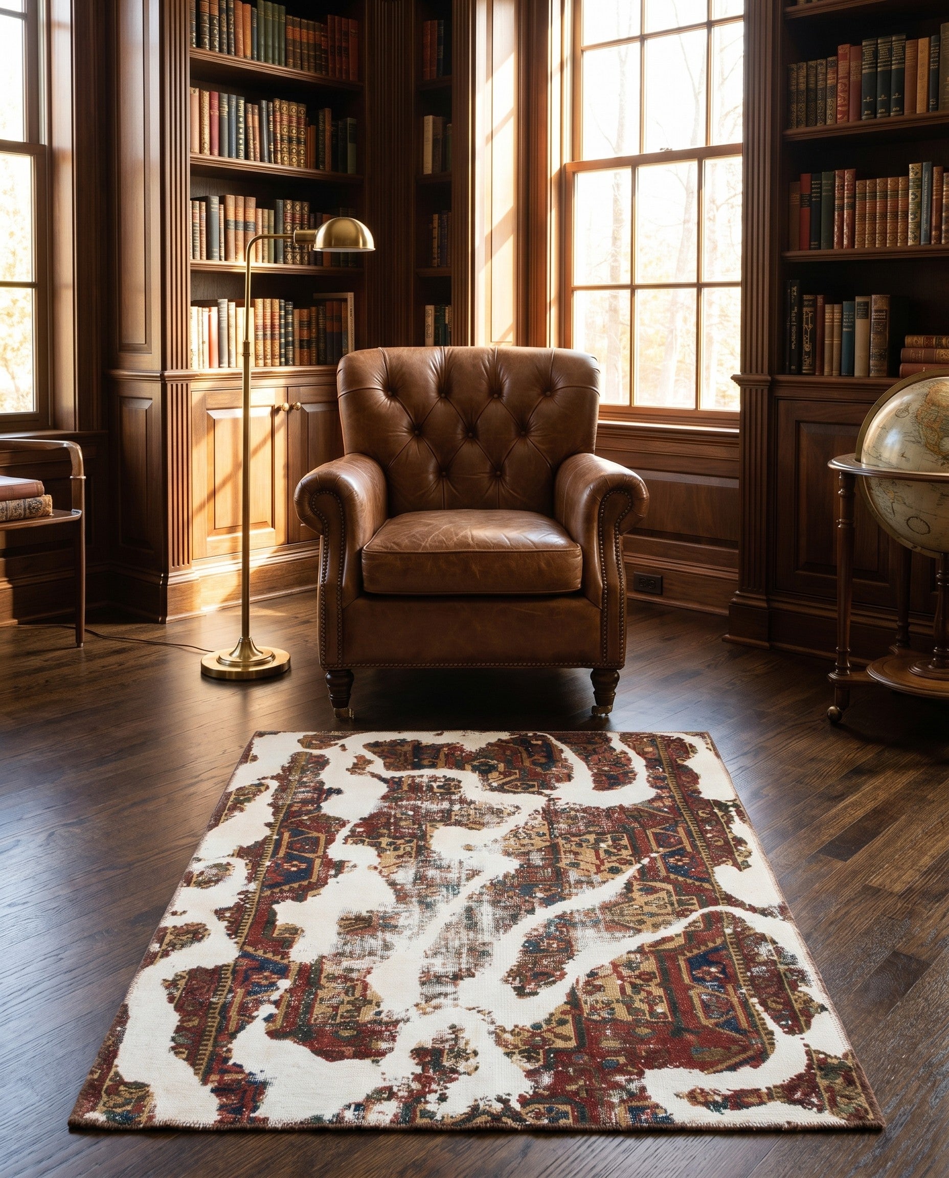 4' x 5' Hand Knotted Ultra Vintage Persian Wool Square Rug