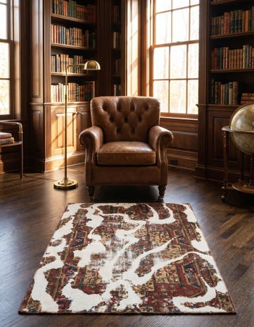 4' x 5' Hand Knotted Ultra Vintage Persian Wool Square Rug