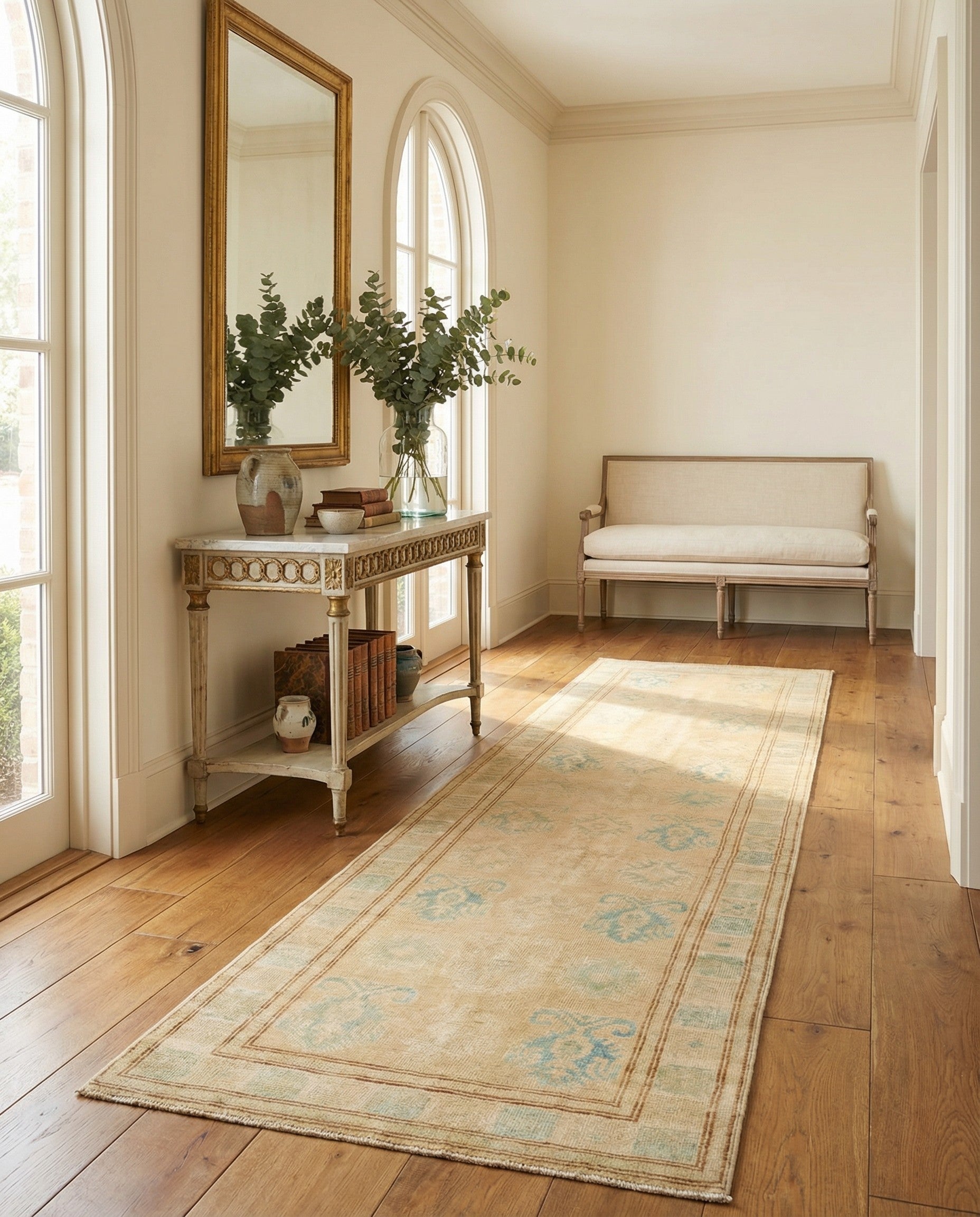 2' 6 x 9' 4 Hand Knotted Oushak Wool Runner Rug