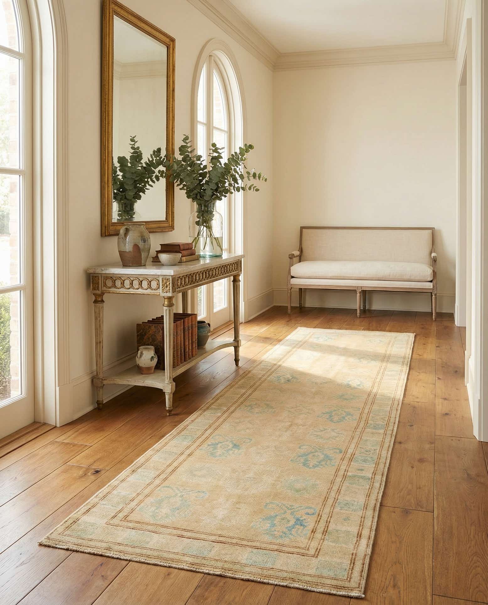 2' 6 x 9' 4 Hand Knotted Oushak Wool Runner Rug