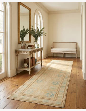 2' 6 x 9' 4 Hand Knotted Oushak Wool Runner Rug