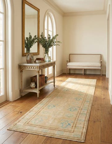 2' 6 x 9' 4 Hand Knotted Oushak Wool Runner Rug