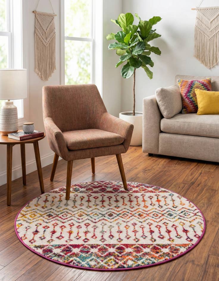 Detail image of  3' x 3' Moroccan Trellis Round Rug