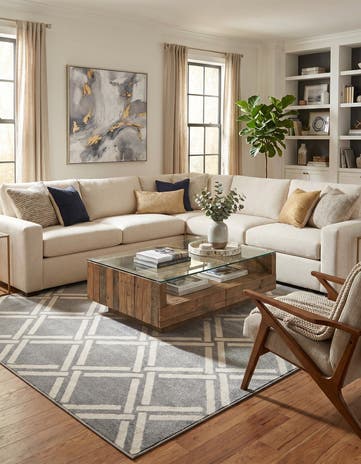 Gray Lattice Rug