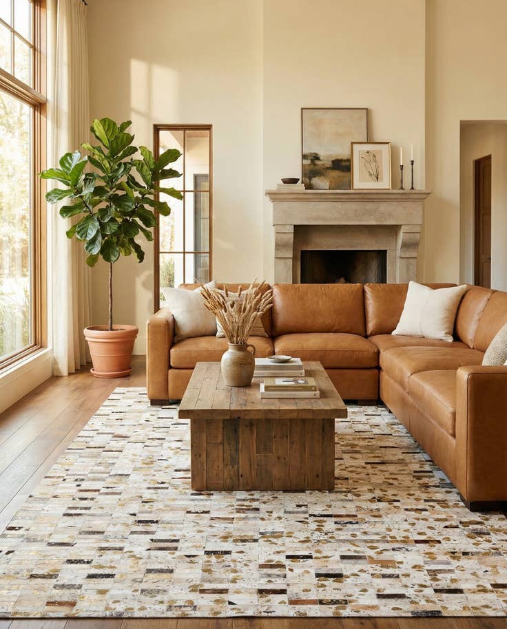 Detail image of 5' 2 x 7' 10 Cowhide Stocks Rug