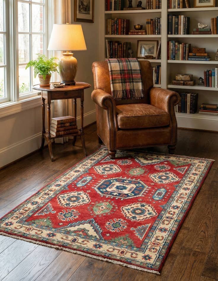 Detail image of 2' 9 x 4' 2 Hand Knotted Kazak Rug