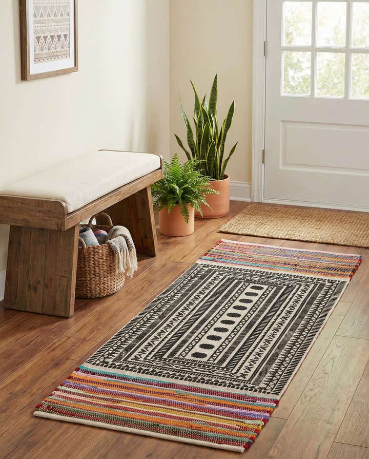 2' x 5' 1 Hand Braided Chindi Cotton Runner Rug