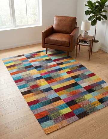 3' 4 x 5' 11 Hand Woven Kilim Modern Wool Rug