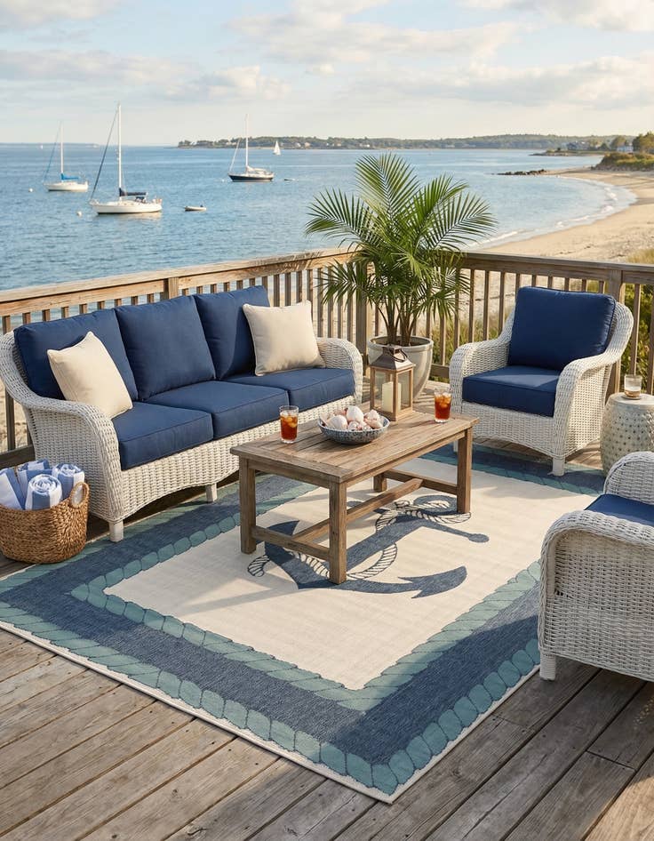 Detail image of 7' 10 x 10' Easy-Clean Coastal Indoor / Outdoor Rug