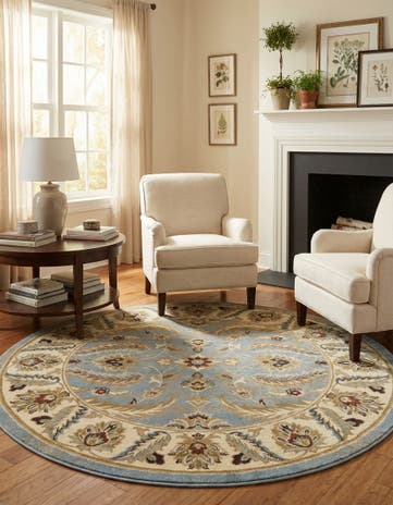 Light Blue Aditi Round Rug