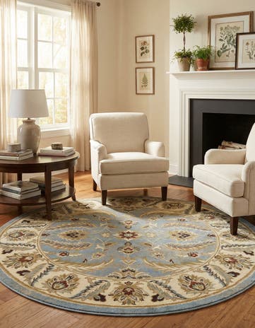 Light Blue Aditi Round Rug