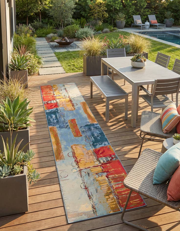 Detail image of 2' 7 x 12' Easy-Clean Modern Indoor / Outdoor Runner Rug