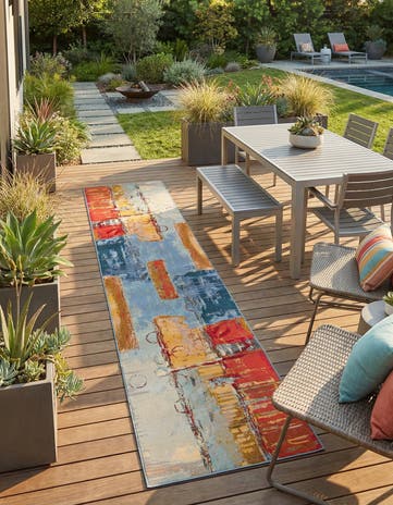 2' 7 x 12' Easy-Clean Modern Indoor / Outdoor Runner Rug