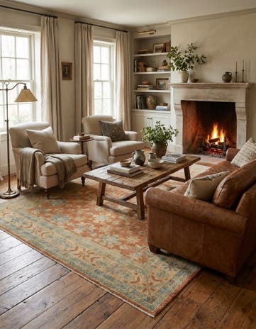 8' 1 x 9' 9 Hand Knotted Oushak Wool Rug