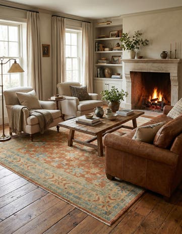 8' 1 x 9' 9 Hand Knotted Oushak Wool Rug