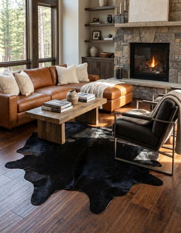 5' 5 x 6' 8 Cowhide Leather Rug