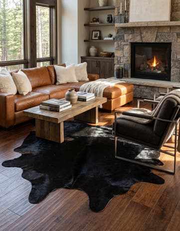 5' 5 x 6' 8 Cowhide Leather Rug