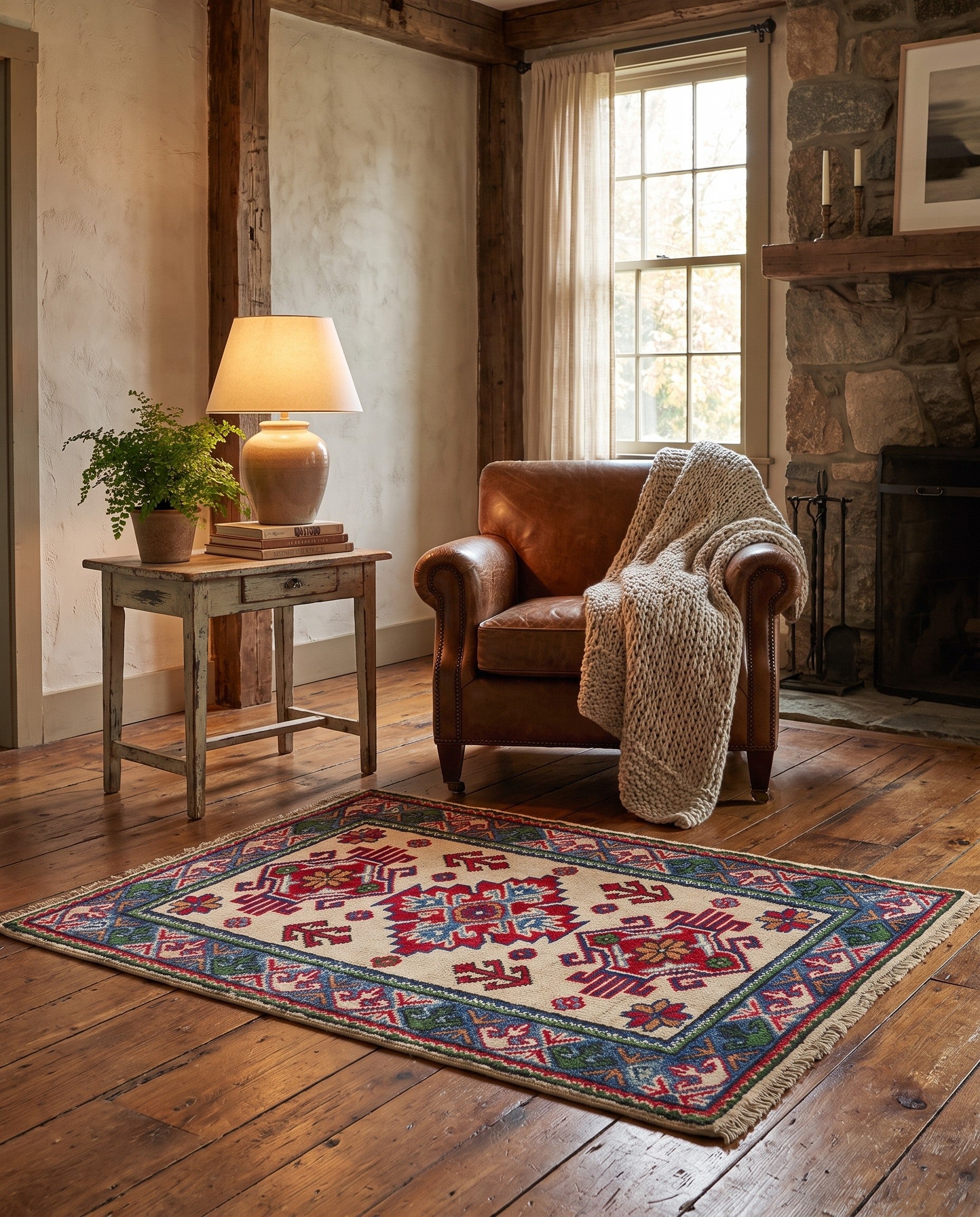 2' x 3' 1 Hand Knotted Kazak Rug