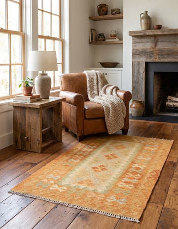 2' 7 x 4' 3 Hand Woven Kilim Waziri Wool Rug
