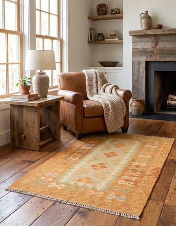 2' 7 x 4' 3 Hand Woven Kilim Waziri Wool Rug