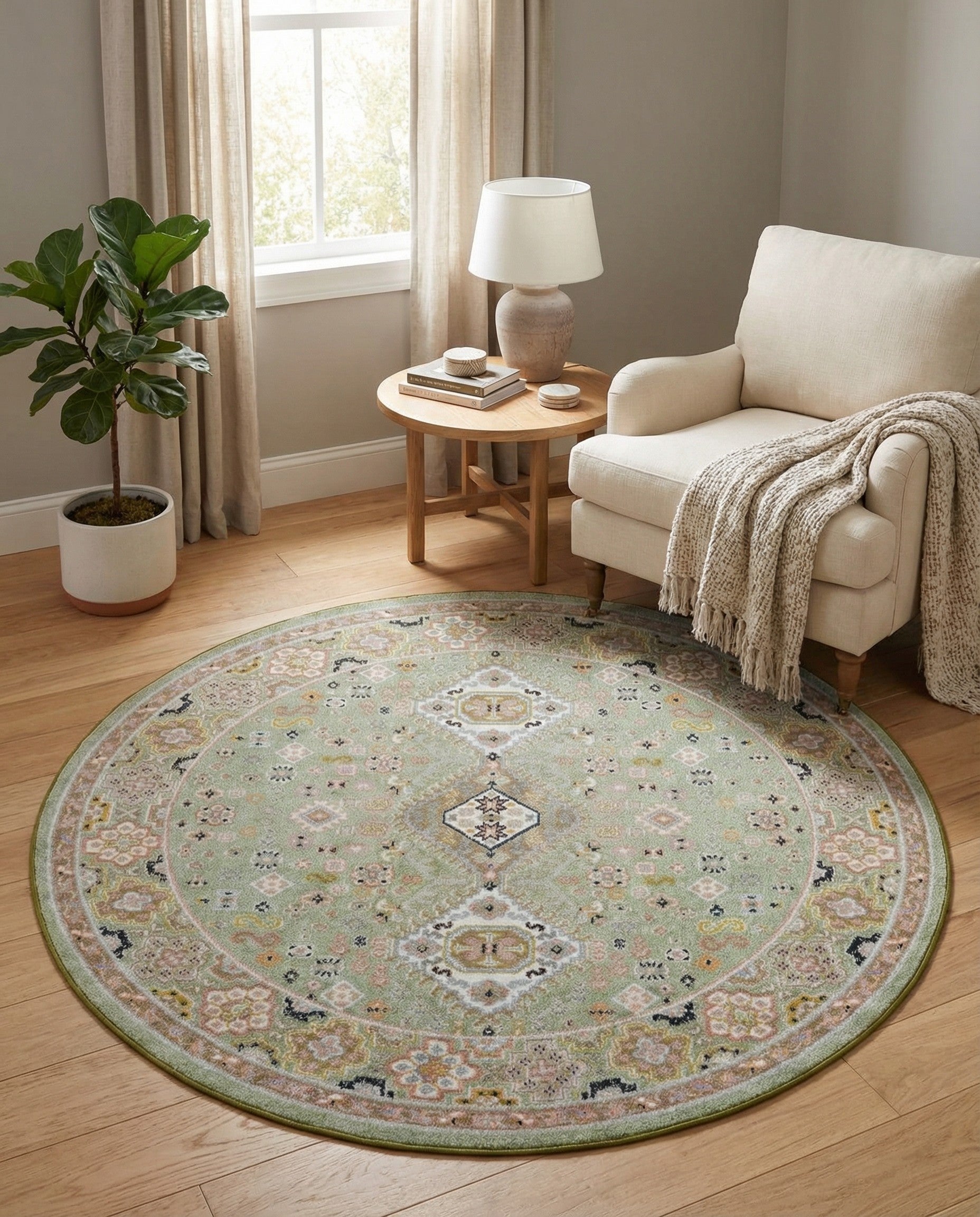 5' 3 x 5' 3 Kamala Washable Round Rug