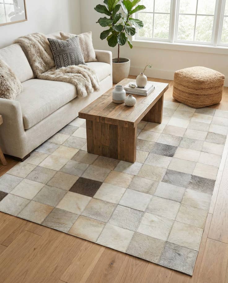Detail image of 3' 11 x 5' 10 Cowhide Stocks Rug