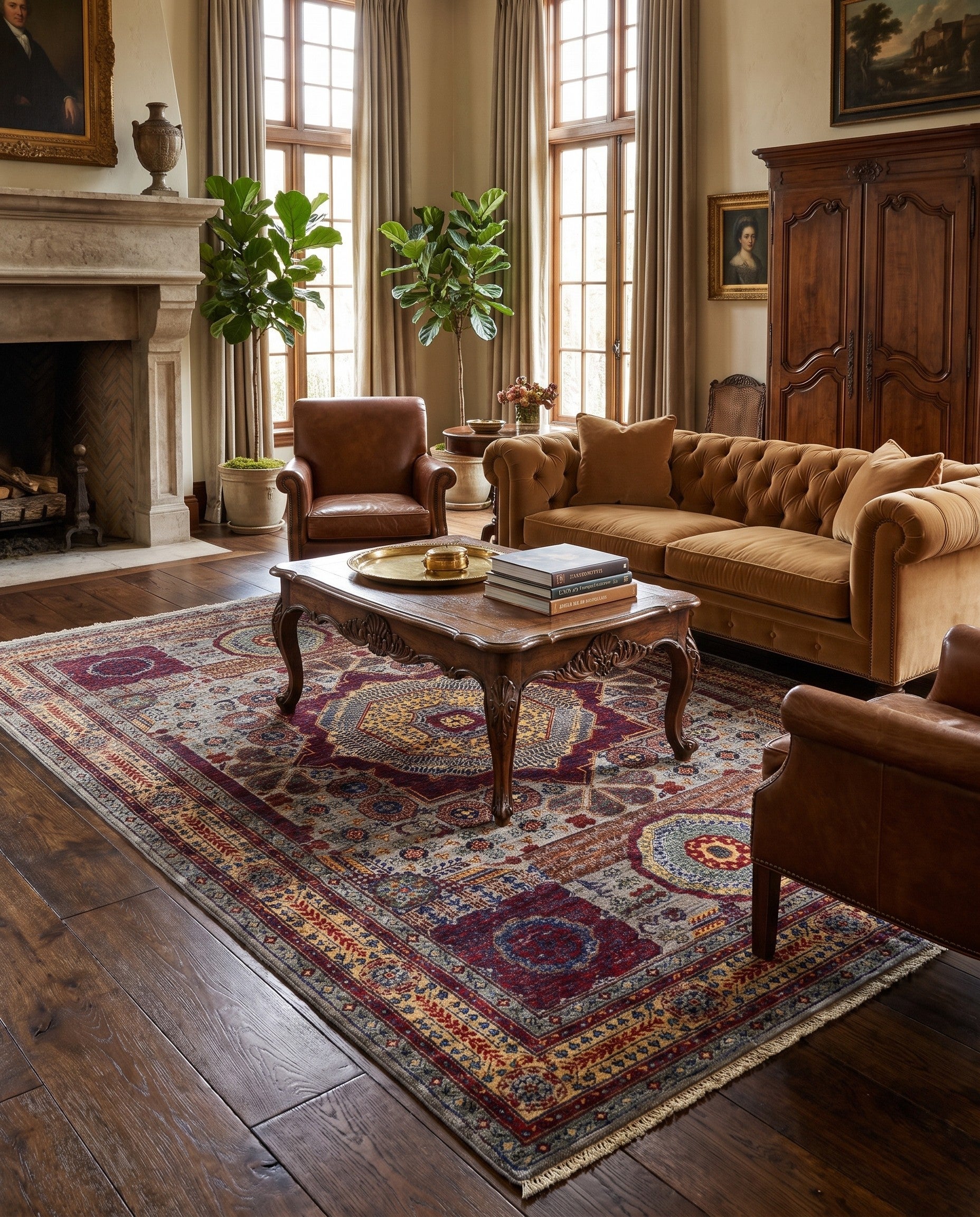 5' 9 x 8' 3 Hand Knotted Mamluk Ziegler Rug