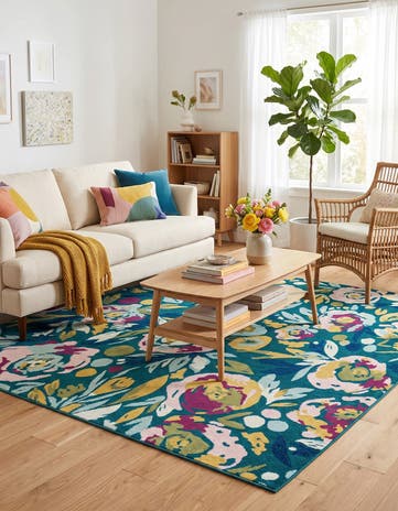 Teal Bloom Rug