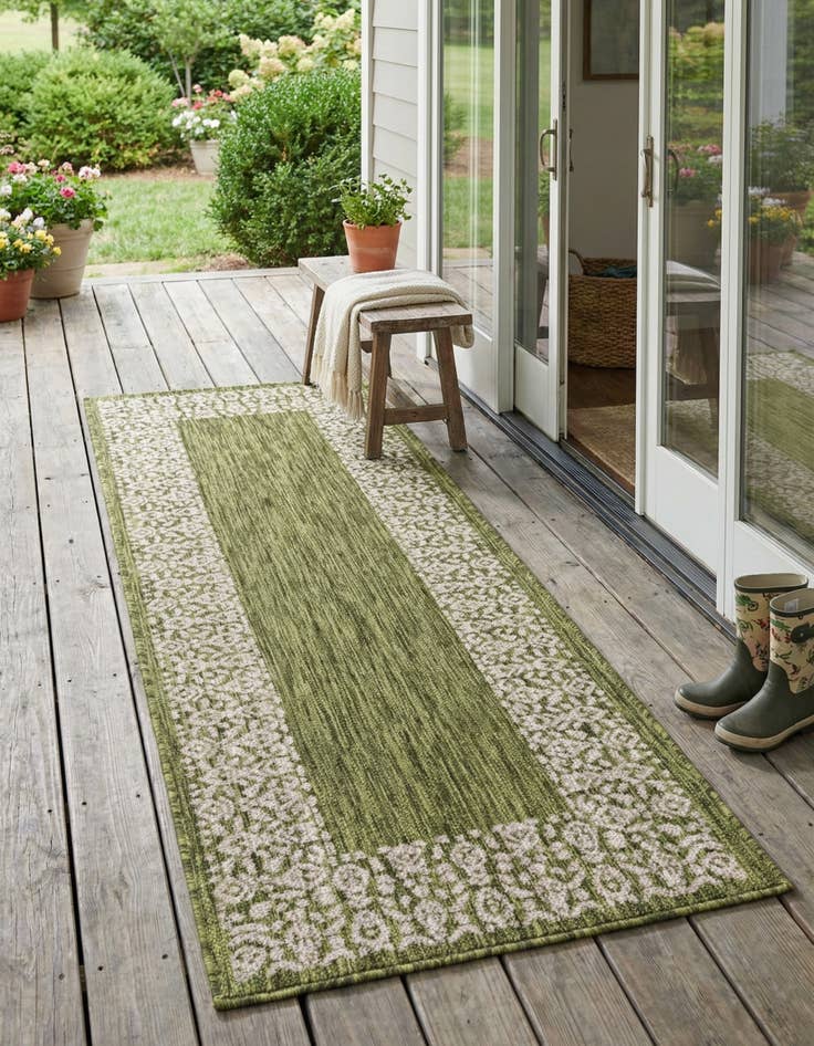 Detail image of 2' x 6' Easy-Clean Border Indoor / Outdoor Runner Rug