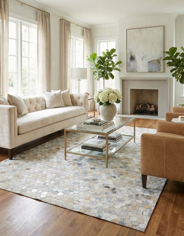 5' 1 x 7' 10 Cowhide Leather Rug