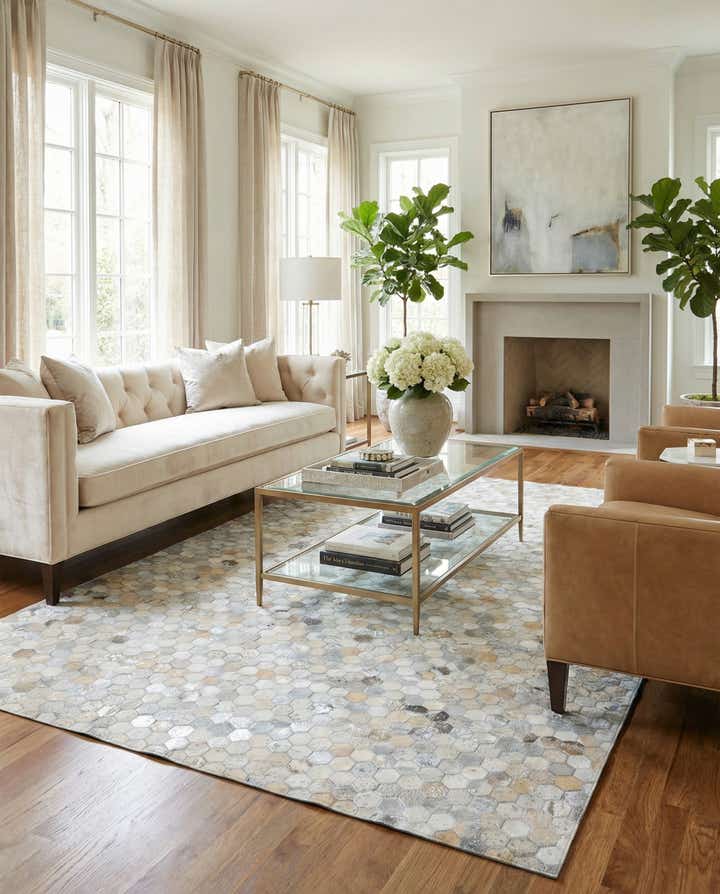 5' 1 x 7' 10 Cowhide Leather Rug