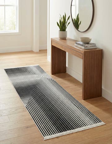 Black and White Milano Runner Rug
