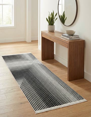 Black and White Milano Runner Rug