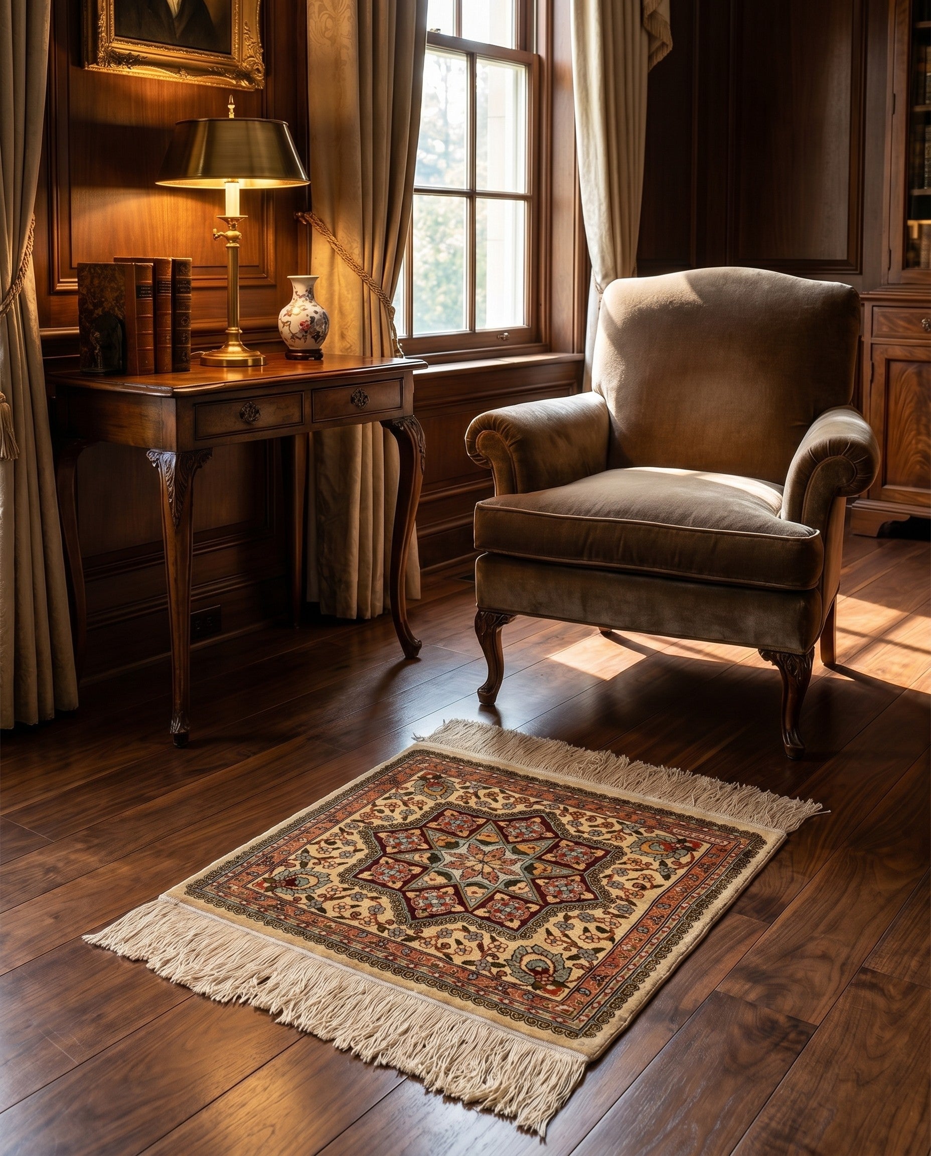 1' 5 x 1' 6 Hereke Silk Square Rug
