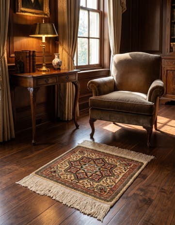 1' 5 x 1' 6 Hereke Silk Square Rug