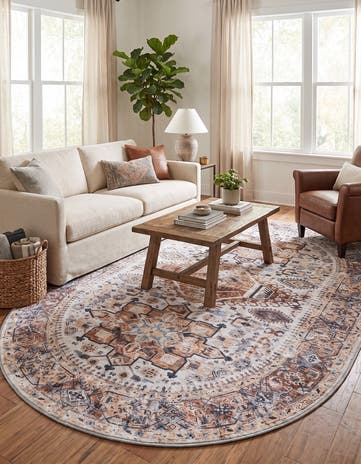 6' 1 x 9' Washable Yara Oval Rug