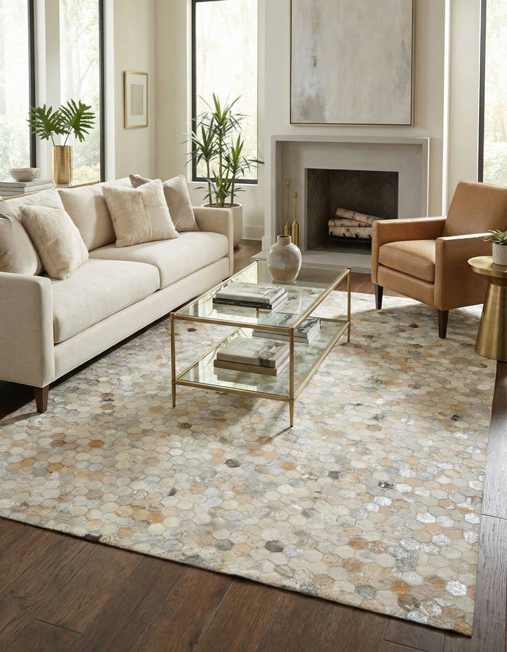 Detail image of 5' 1 x 8' Cowhide Leather Rug