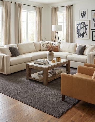 Gray and Silver Vogue Geo Square Rug