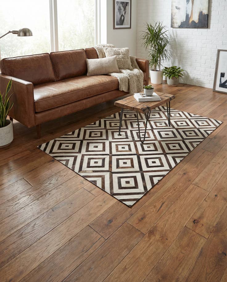 Detail image of 4' x 5' 5 Cowhide Leather Rug