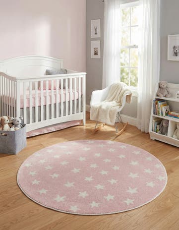 5' 3 x 5' 3 Stars Whimsy Kids Round Rug